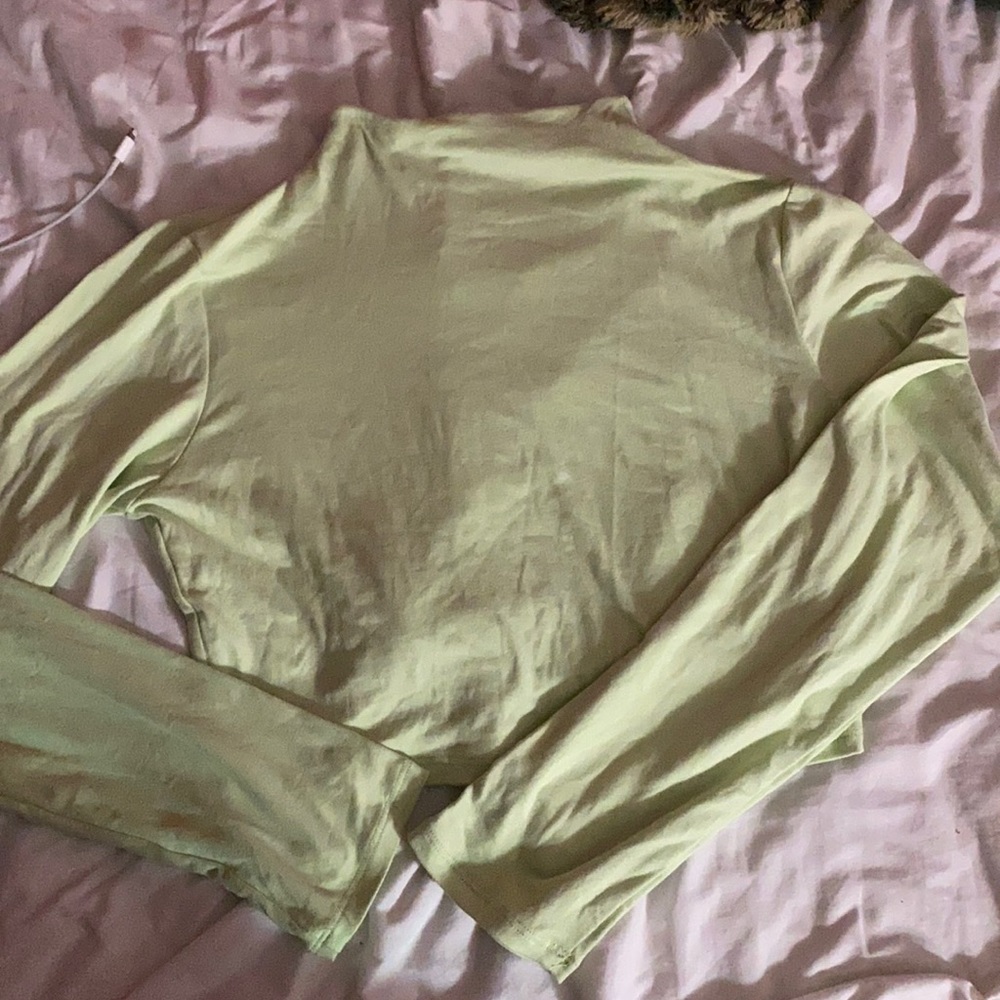 Light Green Cropped Mock Neck Top